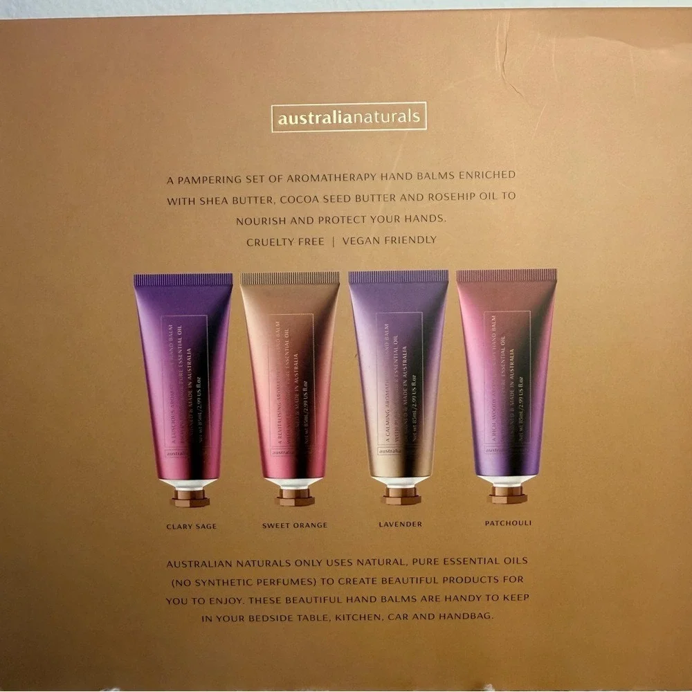 Australian Naturals Aromatherapy Hand Balm‎ Set 4pc Essential Oils NIB